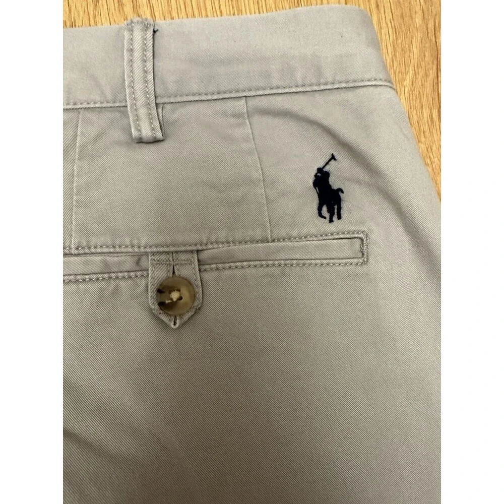 Polo Ralph Lauren Pants Mens 38x32 Gray Stretch Slim Fit Dress Chinos Flat Front